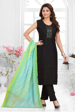 Load image into Gallery viewer, Party Wear Art Silk Fabric Black  Color Luminous Embroidered Work Salwar Suit
