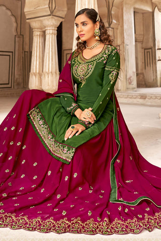 Function Wear Crepe Fabric Designer Purple Color Embroidered Work Astounding Sharara Top Lehenga