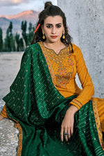 Load image into Gallery viewer, Festival Wear Imposing Embroidered Work Chinon Fabric Salwar Suit In Yellow Color
