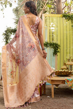 Load image into Gallery viewer, Peach Color Organza Silk Fabric Party Look Intriguing Saree