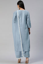 Load image into Gallery viewer, Chinon Fabric Charismatic Readymade Salwar Suit In Grey Color

