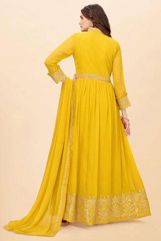 Yellow Color Georgette Fabric Function Wear Imposing Anarkali Suit