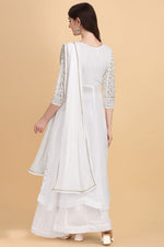 Load image into Gallery viewer, Georgette Fabric White Color Beguiling Palazzo Suit With Embroidered Work
