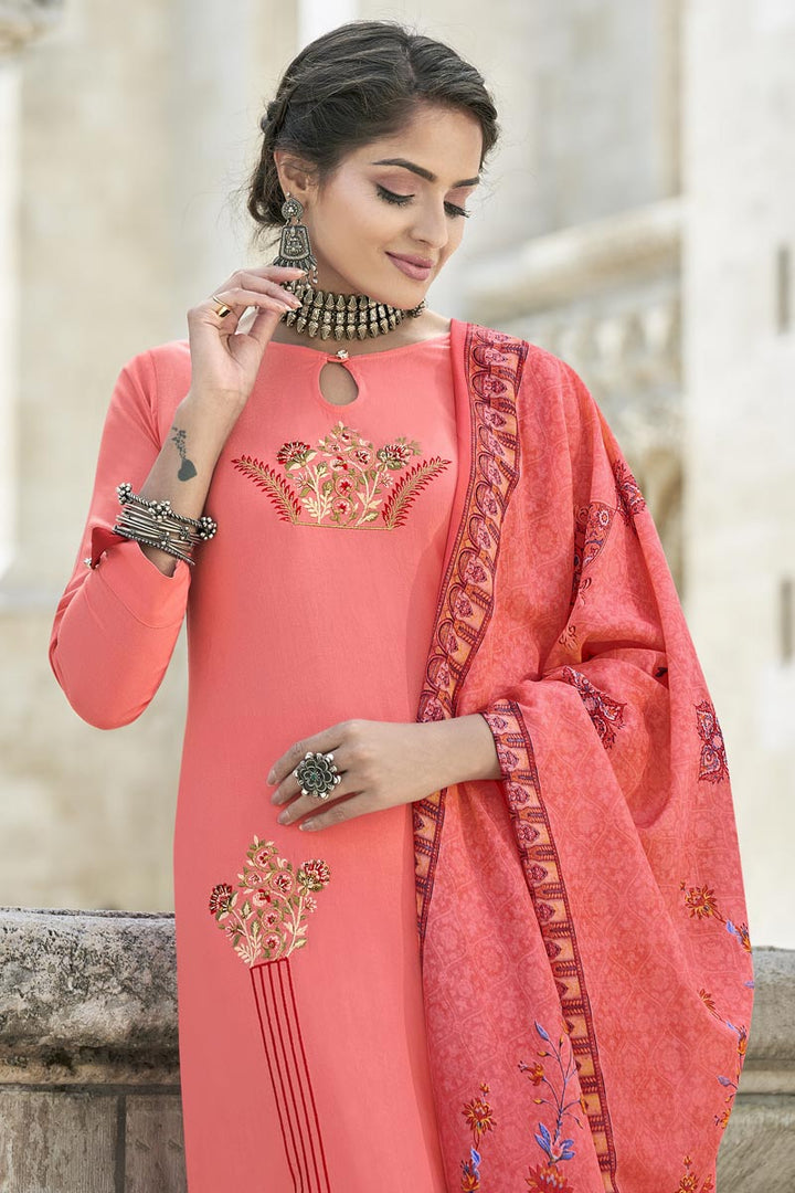 Excellent Rayon Fabric Pink Color Asmita Sood Salwar Suit
