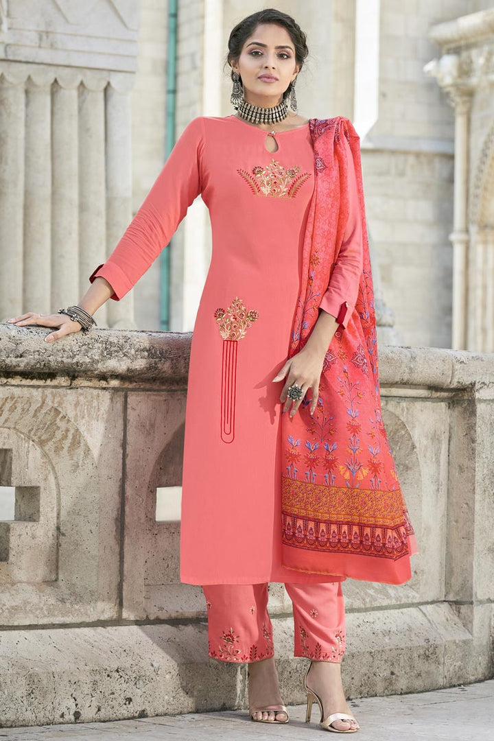 Excellent Rayon Fabric Pink Color Asmita Sood Salwar Suit