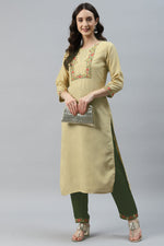 Load image into Gallery viewer, Alluring Cream Color Cotton Fabric Kurti Bottom Set
