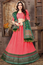 Load image into Gallery viewer, Satin Silk Fabric Pink Color Readymade Pleasance Printed Lehenga
