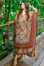 Load image into Gallery viewer, Radiant Maroon Color Art Silk Fabric Digital Printed Kaftan
