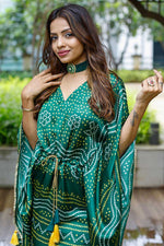 Load image into Gallery viewer, Art Silk Fabric Green Color Printed Spectacular Party Look Kaftan
