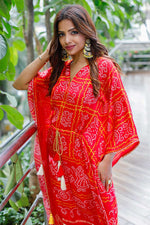 Load image into Gallery viewer, Art Silk Fabric Printed Awesome Party Look Kaftan In Red Color
