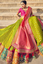 Load image into Gallery viewer, Wedding Wear Banarasi Silk Fabric Green Color Incredible Lehenga
