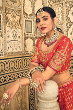 Load image into Gallery viewer, Banarasi Silk Fabric Orange Color Fantastic Lehenga In Wedding Wear
