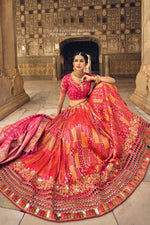 Load image into Gallery viewer, Wedding Wear Rani Color Banarasi Silk Fabric Charming Lehenga
