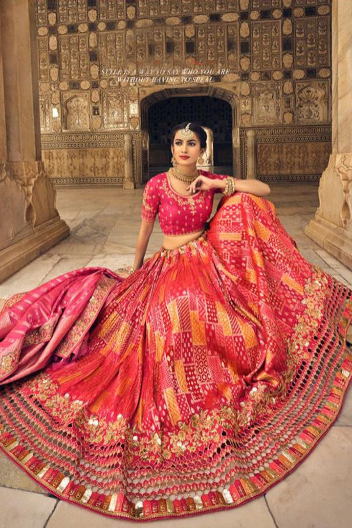 Wedding Wear Rani Color Banarasi Silk Fabric Charming Lehenga