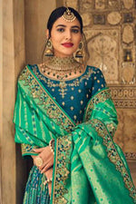 Load image into Gallery viewer, Multi Color Wedding Wear Banarasi Silk Fabric Lovely Lehenga
