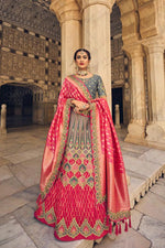 Load image into Gallery viewer, Wedding Wear Grey Color Banarasi Silk Fabric Fascinating Lehenga
