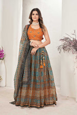 Load image into Gallery viewer, Organza Fabric Mesmeric Printed Lehenga In Multi Color
