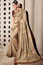 Load image into Gallery viewer, Beige Color Dazzling Digital Printed Saree In Cotton Fabric
