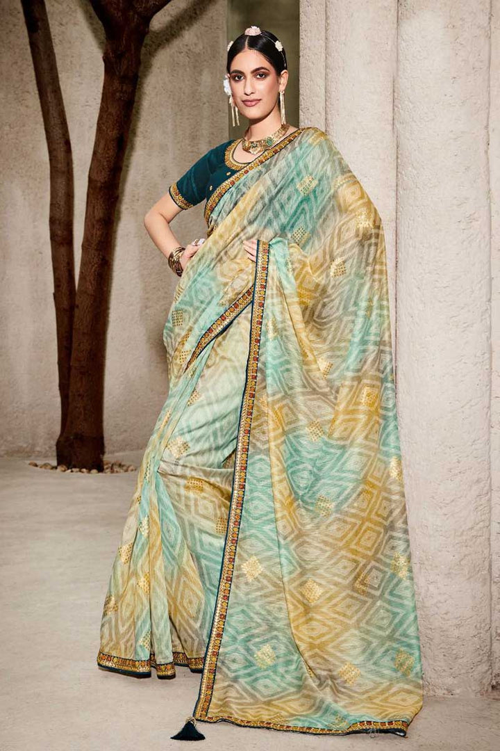 Multi Color Beguiling Cotton Fabric Digital Printed Saree