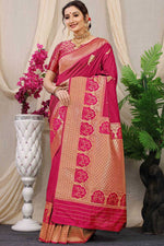Load image into Gallery viewer, Maroon Color Festive Wear Banarasi Silk Fabric Charismatic Saree
