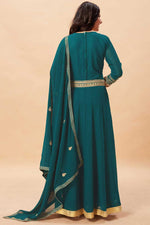 Load image into Gallery viewer, Georgette Fabric Teal Color Excellent Festive Look Anarkali Suit
