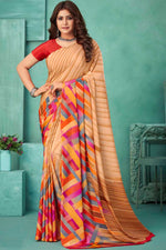 Load image into Gallery viewer, Casual Wear Beatific Crepe Fabric Printed Peach Color Saree
