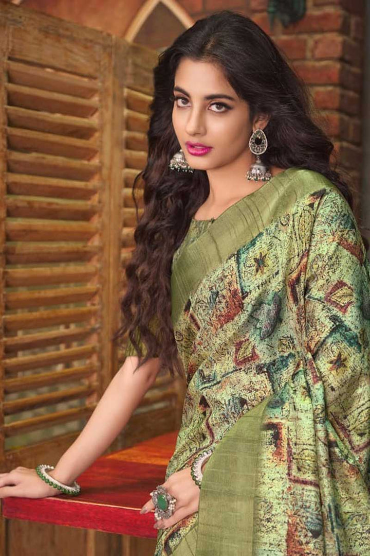 Fancy Fabric Festive Wear Mesmeric Saree In Sea Green Color