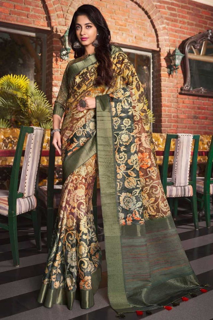 Fancy Fabric Festive Wear Wondrous Saree In Multi Color