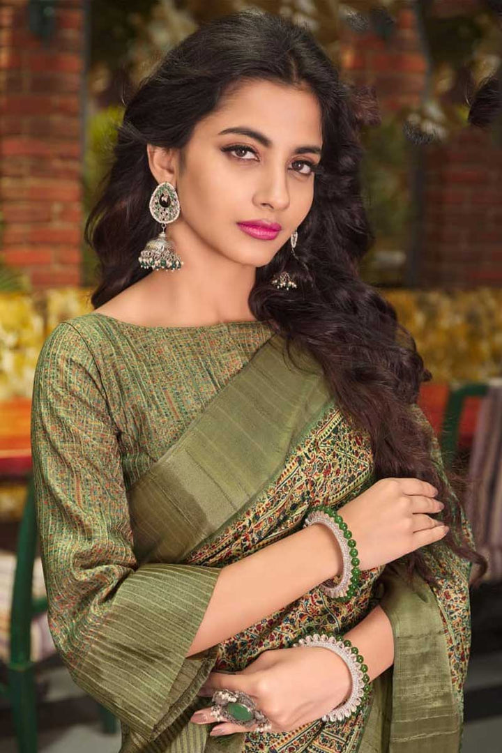 Festive Wear Fancy Fabric Cream Color Supreme Saree