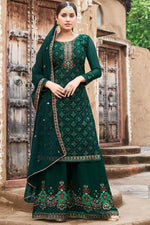 Load image into Gallery viewer, Green Color Georgette Fabric Function Wear Vintage Palazzo Suit
