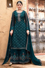 Load image into Gallery viewer, Georgette Fabric Function Wear Lovely Palazzo Suit In Teal Color

