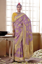 Load image into Gallery viewer, Lavender Color Fantastic Function Wear Jacquard Work Art Silk Saree
