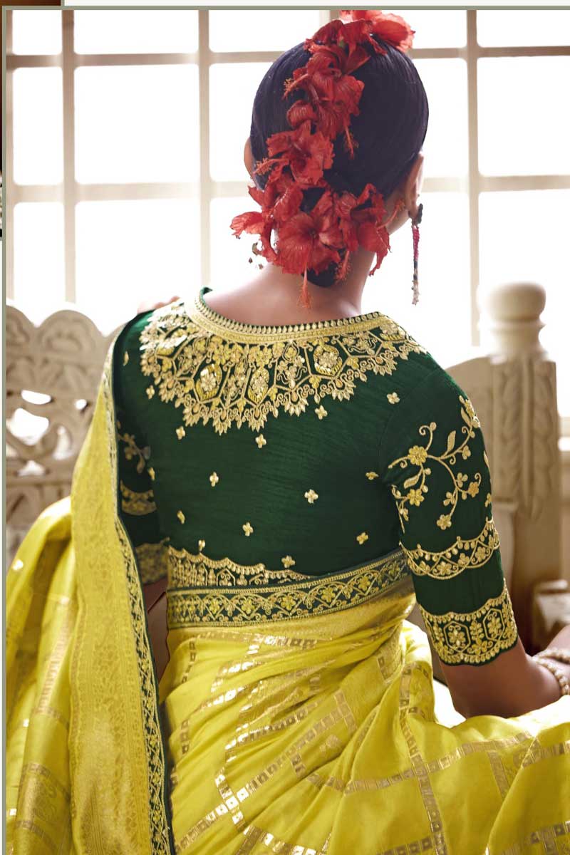 Yellow Color Lovely Function Wear Jacquard Work Art Silk Saree