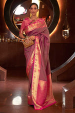 Load image into Gallery viewer, Entrancing Art Silk Fabric Saree In Rani Color With Weaving Work
