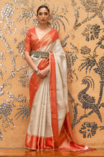 Load image into Gallery viewer, Incredible Weaving Work On Art Silk Fabric Off White Color Saree

