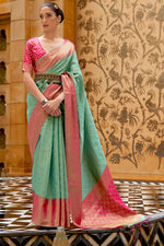 Load image into Gallery viewer, Sea Green Color Weaving Work On Art Silk Fabric Beatific Saree
