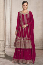 Load image into Gallery viewer, Rani Color Georgette Fabric Vintage Embroidered Palazzo Suit
