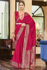 Load image into Gallery viewer, Intricate Rani Color Festive Wear Art Silk Fabric Saree
