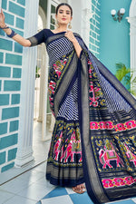 Load image into Gallery viewer, Navy Blue Color Art Silk Fabric Glamorous Casual Wear Printed Saree
