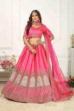 Load image into Gallery viewer, Satin Silk Fabric Wedding Wear Lehenga Choli In Rani Color
