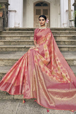 Load image into Gallery viewer, Art Silk Fabric Peach Color Function Style Graceful Saree

