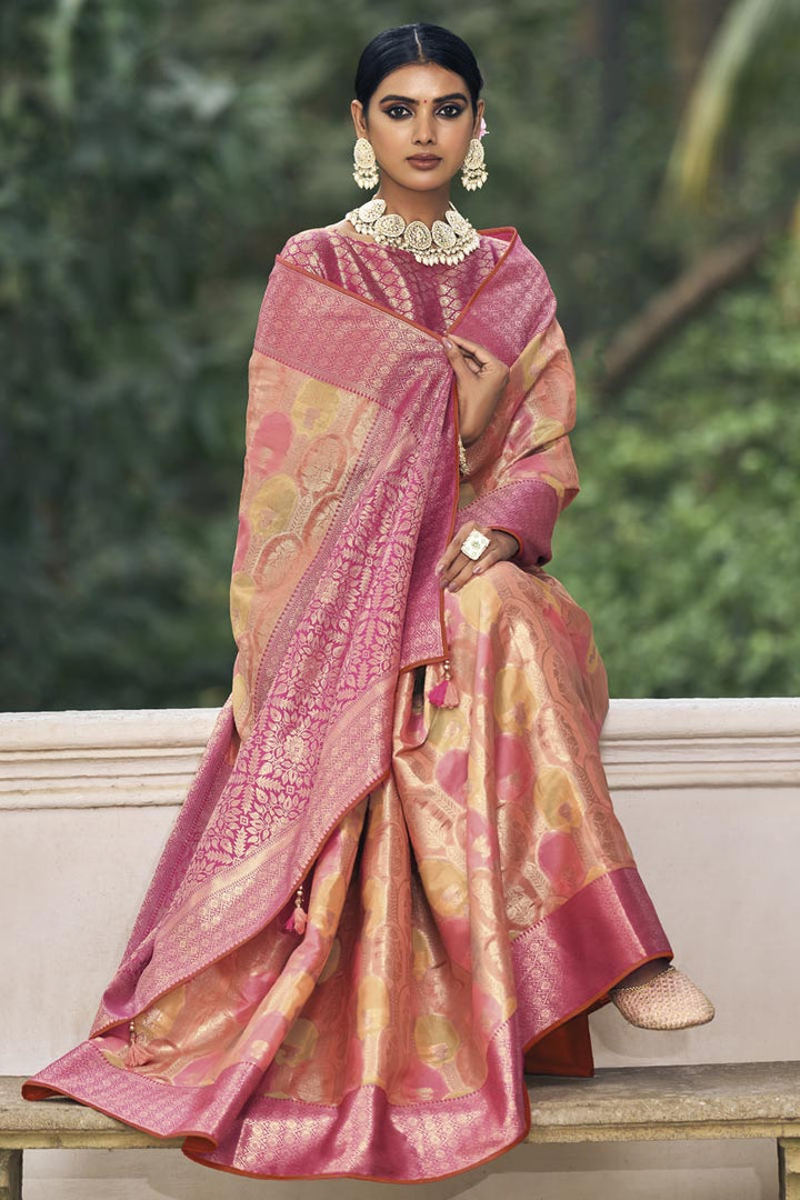 Pink Color Art Silk Fabric Lovely Function Style Saree