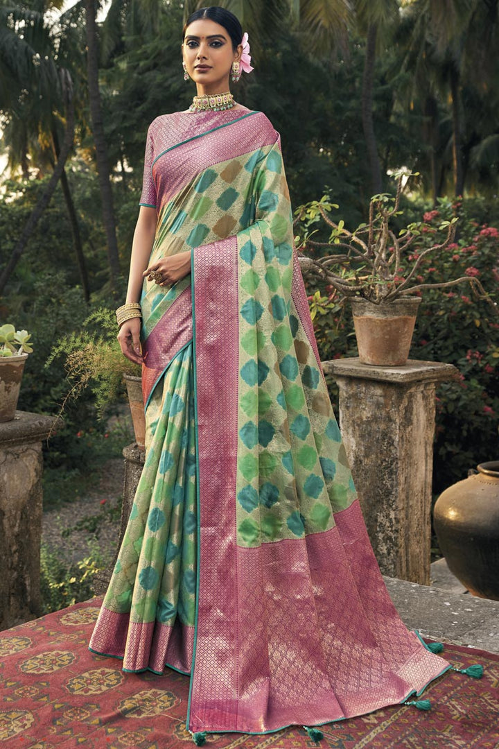Alluring Multi Color Art Silk Fabric Function Style Sober Saree