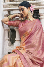 Load image into Gallery viewer, Orange Color Art Silk Fabric Pleasant Function Style Saree
