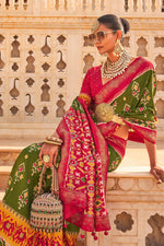 Load image into Gallery viewer, Olive Color Function Style Subline Art Silk Saree
