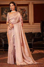 Load image into Gallery viewer, Georgette Fabric Beige Color Soothing Festive Look Saree
