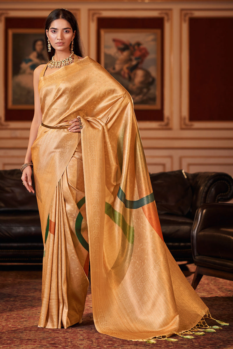 Yellow Color Appealing Festive Look Saree In Jacquard Fabric