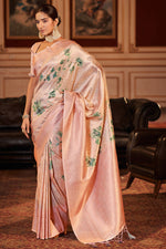 Load image into Gallery viewer, Jacquard Fabric Cream Color Delicate Festive Look Saree
