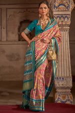Load image into Gallery viewer, Pink Color Glorious Printed Patola Silk Saree
