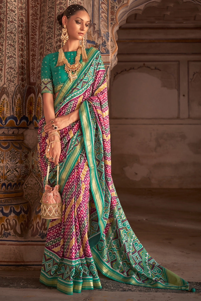 Multi Color Patola Silk Printed Graceful Saree